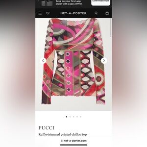 PUCCI
Ruffle-trimmed printed chiffon top - with matching scarf authentic